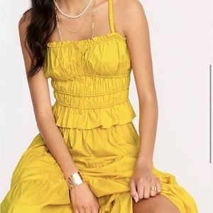 J Crew Mustard Yellow Cinched Waist Cotton Poplin Top Large